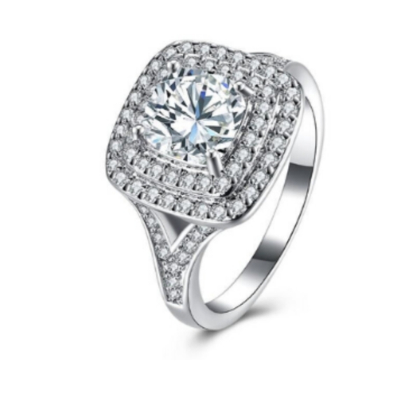 DONATING TONIGHT! 2.50 ct Cushion Db Halo Square Engagement Ring - Picture 8 of 8